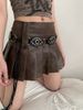Millennial Spicy Girl Invintage Halfbody Flying Collar Rivet Design Feeling Lacing Belt_viptrois.com