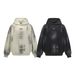 Men's Distressed Washed Hoodie With Spray Print - Post-apocalyptic Streetwear Style, Oversized Fit, Cotton Blend, Unisex Pullover Sweatshirt_viptrois.com