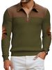 Men’s Stand-Up Collar Half-Zip Sweatshirt – Color Block Fleece Pullover For Autumn & Winter_viptrois.com