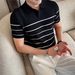 Summer New Arrival Men's Polo Shirt High End Ice Silk Hollow out Striped Short Sleeve T-Shirt Thin Knitwear_viptrois.com