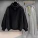 "Men's Casual Two-Piece Set – Semi-Turtle Neck Sweatshirt & Relaxed Joggers (Black/White/Gray) – 90% Polyester Cotton Blend M-3XL"_viptrois.com