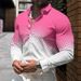 Men's Gradient Print Lapel Cardigan – Oversized Long Sleeve Shirt With Relaxed Fit, Cotton Blend (Multiple Colors, S-6XL)_viptrois.com