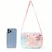 Girls Pink Butterfly Cartoon Print Messenger Bag Kawaii Colorful Plush Outing Small Square Bag Furry_viptrois.com