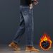 Loom Men's Nine-point Jeans 2025 New Fleece-lined Thickened Loose Straight Large Size Stretch Denim Pants For Men Autumn_viptrois.com