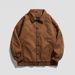Men's Suede Fleece Jacket Winter Fashion Lapel Casual Coat Loose Fit Daily Wear Multi-Pocket Outerwear_viptrois.com