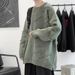 Pure Distressed For Men Loose Trendy Japanese Retro Versatile Casual Hem Split Knitted Sweater Cardigan Outerwear_viptrois.com
