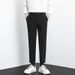 Men's Casual Suit Trousers High-End Straight Leg with Built-In Belt Loose Fitting Cropped for Spring And Autumn_viptrois.com
