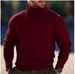 Men's Striped High Neck Knit Sweater – Slim Fit Acrylic-Blend Pullover With Ribbed Hem (Breathable, Lightweight, Winter Casual Wear, )_viptrois.com