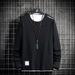 Men's Embroidered Cotton Long Sleeve T-Shirt – Minimalist Crewneck Tee (M-3XL, White/Grey/Black/Blue)_viptrois.com