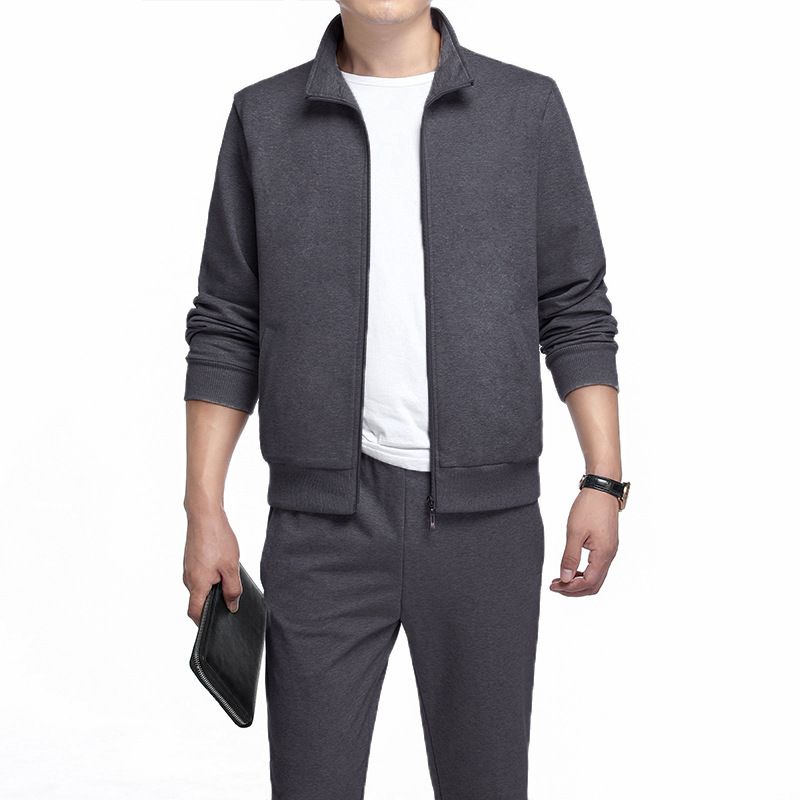 Men's Clothing Sports Suits Men's Large Size Dad's Suits Spring And Autumn Middle Aged Casual Sweatshirt Sportswear Two Piece Suit_viptrois.com