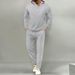 Men's Solid Color Suit Waffle Knit Hooded Long Sleeved Trouser Set For Fall_viptrois.com