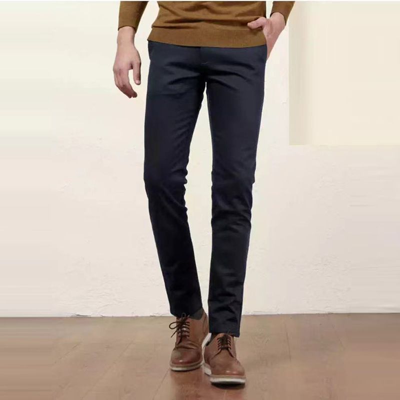 Spring And Autumn Business Casual Slim Fashion Solid Color Casual Pants Straight Leg Micro Elastic Men Casual Pants_viptrois.com