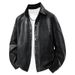 2025 Autumn And Winter New Leather Jacket Men's Retro Black Classic Small Lapel Leather Shirt Trendy Cool Jacket Versatile_viptrois.com