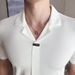 New Summer Men's Short Sleeve T-Shirt Sexy V-Neck Ice Silk Refreshing High Elastic Thin Solid Color Cuban Neck T-Shirt_viptrois.com