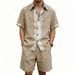 Men's Linen Short Sleeve Shirt And Shorts Set Breathable Casual Summer Outfit Comfortable Lightweight Two-Piece Daily Wear_viptrois.com