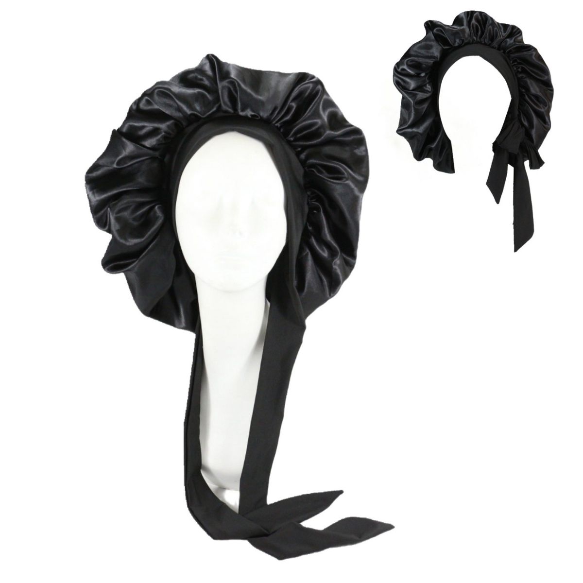 Large double layer silk nightcap with satin hair cap for women with contrasting color satin curly hair cap silk beauty cap_viptrois.com
