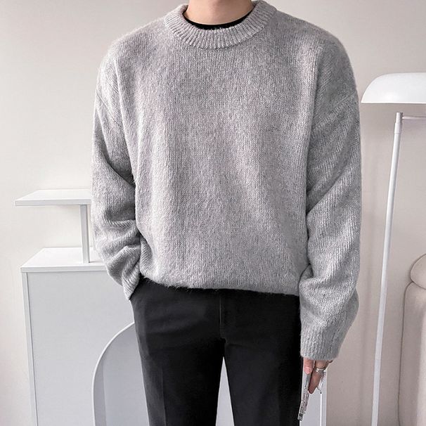 MYQ Ound Neck Men's Autumn And Winte Koean Vesion Loose Tendy Lazy Style Thick Pullove Long Sleeved Knitted_viptrois.com