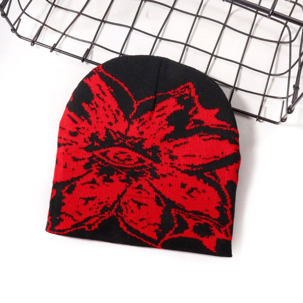 Urban Jacquard Knit Beanie - Stylish Unisex Winter Hat With Sunflower Pattern, Streetwear Fashion For Men And Women_viptrois.com