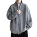Men's Stand Collar Knitted Cardigan – Cleanfit Lazy Style, Unisex Oversized Sweater Jacket (M-3XL, White/Gray/Black/Red/Apricot White)_viptrois.com