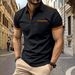 2025 New Summer Men's Casual Short-sleeved POLO Shirt Chest Pocket Lapel Button Patchwork Color Matching Shirt Short T-shirt_viptrois.com