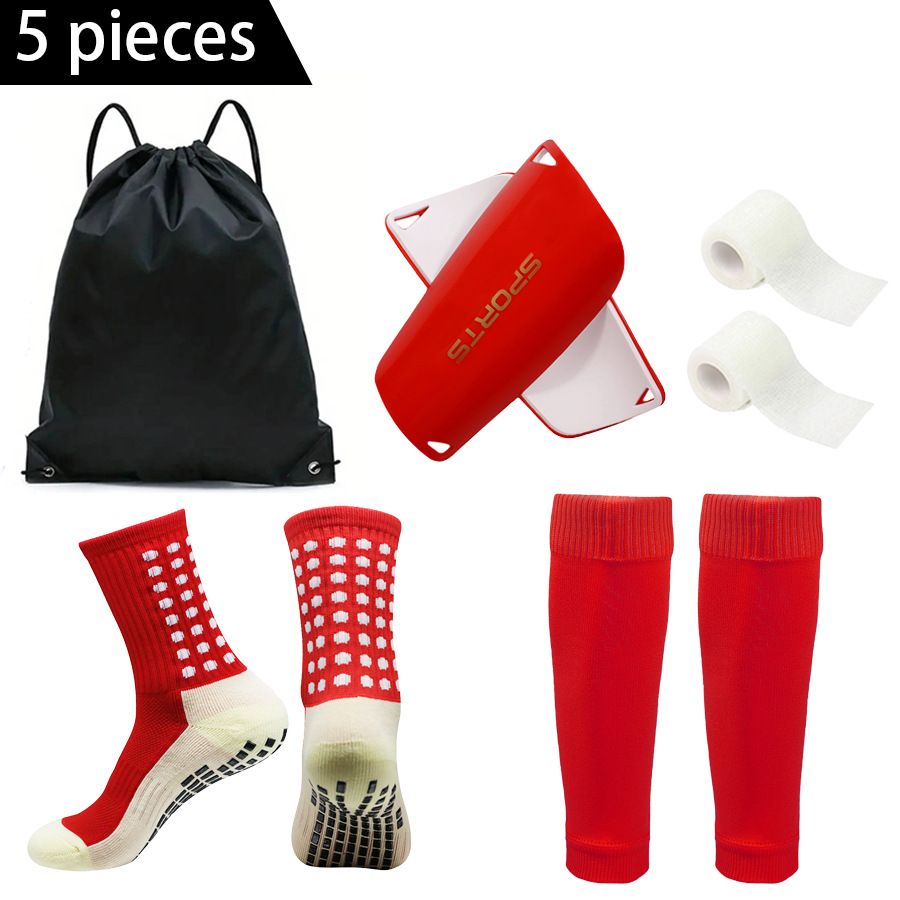 Professional Sports Training Set Non Slip Football Socks Shin Guards Calf Bandage Socks Drawstring Sports Backpack_viptrois.com