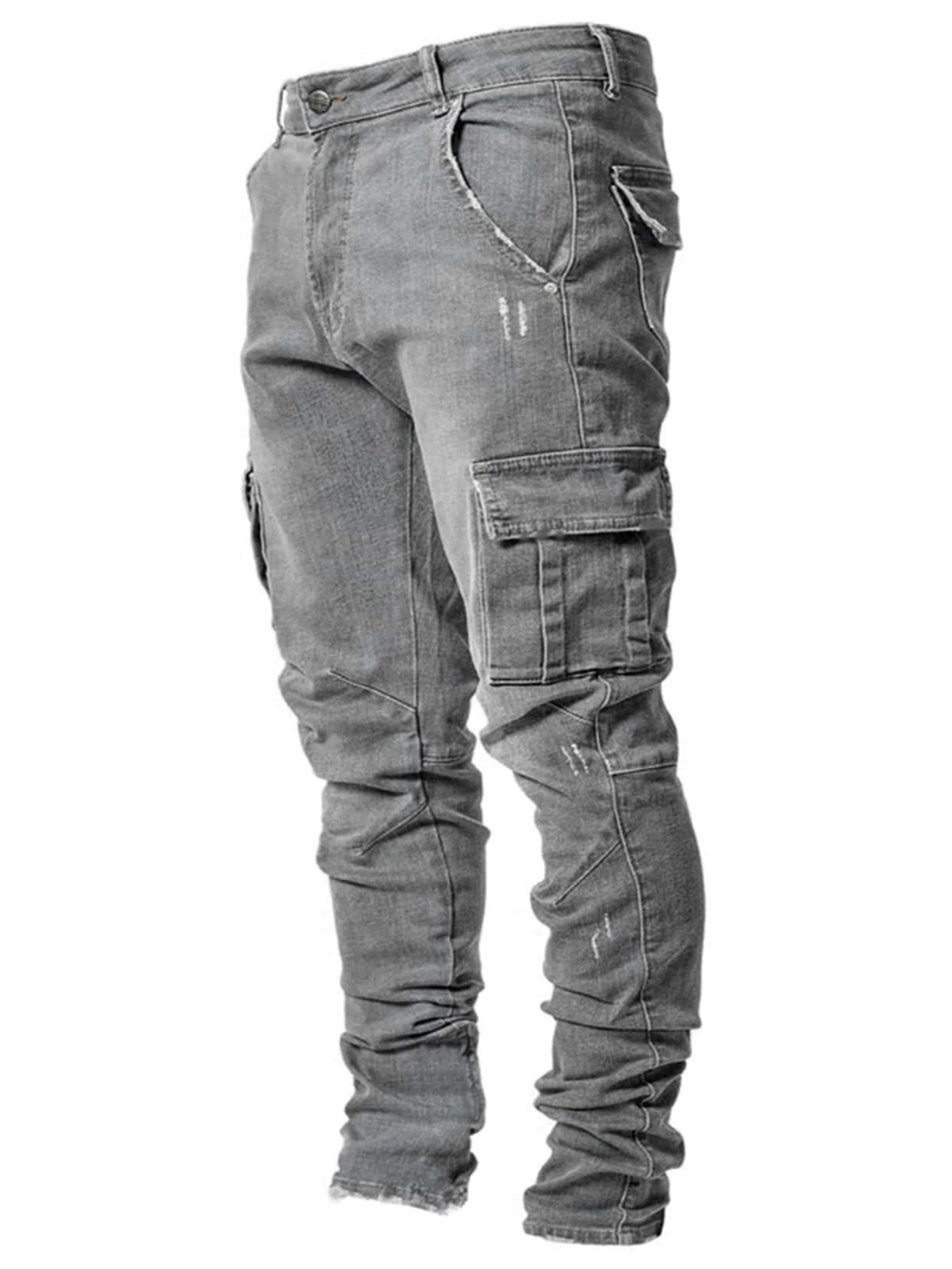 Men's Clothing Hot Selling Denim Jeans Casual Trendy Men's Elastic Multi Bag Leggings Slimming Denim Work Clothes_viptrois.com