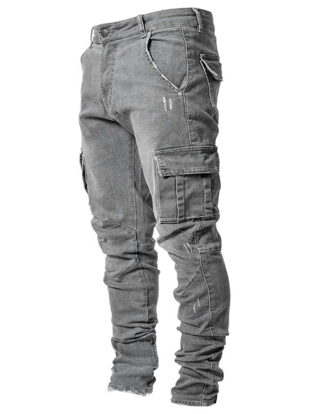 Men's Clothing Hot Selling Denim Jeans Casual Trendy Men's Elastic Multi Bag Leggings Slimming Denim Work Clothes_viptrois.com