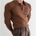 Men's Korean Style Polo Collar Knit Sweater – Slim Fit Long Sleeve Pullover (M-3XL, White/Black/Dark Brown)_viptrois.com