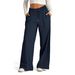 Men's Clothing Tie String Solid Color Waist Fashionable Wide Leg Warp Casual Trousers_viptrois.com