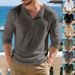 Men's Casual Henley Neck Long Sleeve Shirt – Breathable Polyester Pullover, Minimalist Layering Tee (S-XXXL, White/Black/Khaki)_viptrois.com