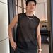 Men's Clothing Knitted Vest Ice Silk Wide Shoulder Round Neck Sleeveless T Shirt Hollow Breathable Fitness Mesh Waistcoat Top_viptrois.com