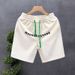 Men's Loose-Fit 5-Inch Breathable Quick-Dry Casual Beach Shorts Trendy Prints White Black Green S-3XL_viptrois.com