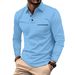 Nordmann Independent Station Fashion Polo Shirt Long Sleeve Turn-down Collar Button Pocket Men's Casual Top_viptrois.com