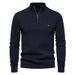 1 Cross-Border Stand Collar Cotton Sweater Casual Half-Zip Solid Color Pullover High-Quality Men's Knitwear_viptrois.com