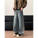 Wide Striped Jeans For Men And Women, New American Washed Distressed Loose Straight Leg Casual Long Pants_viptrois.com