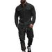 Men's Clothing Men's Fleece Tactical Hunting Jacket Set With Stand Collar - Outdoor Workwear Two-Piece Suit, Loose Fit, Warm & Comfortable_viptrois.com