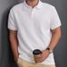 Men's Clothing Jacquard Fabric Button Placket Solid Color Lapel Basic Texture Top_viptrois.com