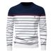 Striped Color Matching Long-sleeved Men's Knitted Sweater Fashionable Crew Neck Men's Casual Sweater_viptrois.com