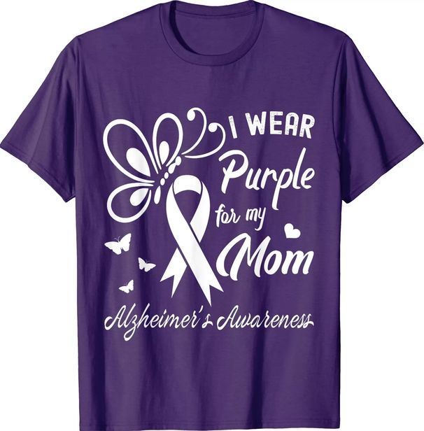 I Wear Purple For My Mom Alzheimers Awareness Unisex T-Shirt Mens Womens Tees Top Tops Tees Men's Women's_viptrois.com