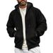 Men's Casual Fleece Lined Zip Up Cardigan Hooded Sweatshirt Jacket European American Style Composite Fleece Lined Men's Clothing Top_viptrois.com