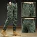 Men's Clothing Multi Pocket Classic Multi-Pocket Drawstring Cargo Pants - Stretchable Cotton Workwear In Grey, Khaki, Black, Army Green_viptrois.com