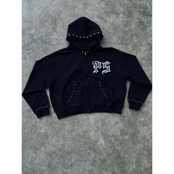 Men's Clothing American Punk New Sweatshirt Y2K Letter Printing Casual Street Fashion Men And Women Hooded Cardigan Tops_viptrois.com