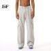 EF JEANS | 2024 New Vintage Simple Large Pocket Color Semi-elastic Waist Overalls Light Grey Jeans_viptrois.com