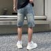 Men's Clothing Summer Denim Shorts Men's Trendy Brand Handsome Ripped Patch Shorts Embroidered New Pants Men's Straight Pants_viptrois.com