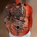 Zipper Casual Men's Wolf Digital Print Long Sleeve Polo_viptrois.com