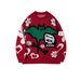 YWFG Unisex Cartoon Jacquard Sweater - Cozy Acrylic Knit Pullover For Men & Women, Relaxed Fit, Long Sleeve, Round Neck, Fall Fashion_viptrois.com