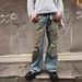 Men's Clothing M Dirty Pants Mud Dyed Old Washed Blue Jeans Casual Flared Trousers For Men And Women_viptrois.com
