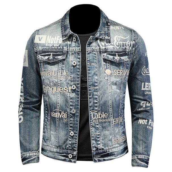 Men's Clothes Denim Jacket Embroidered Denim Biker Jacket_viptrois.com