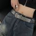 Gothic dark style hollowed out with rivets, punk versatile belt, neutral y2k metal non perforated full hole belt_viptrois.com
