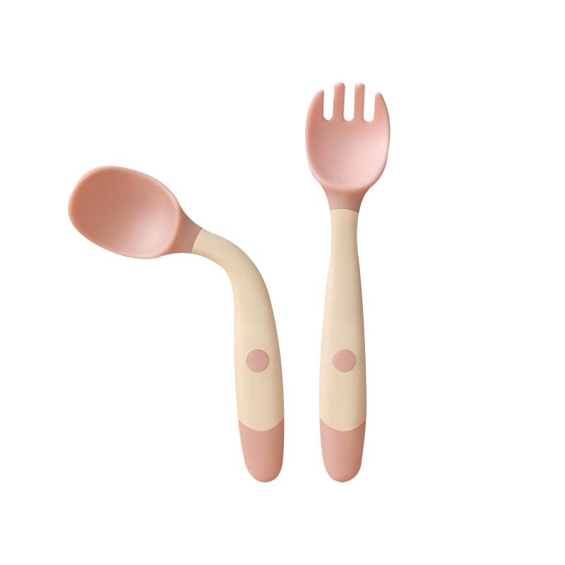 2PCS Baby Feeding Spoon Fork Sets Toddler Infant Bendable Silicone Soft Spoons Children Tableware Safe Learning Feeding Flatware_viptrois.com